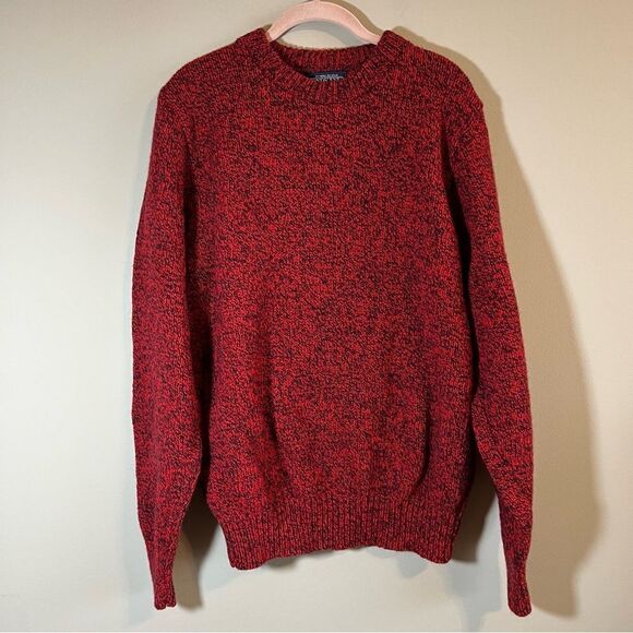 Land’s End Red Wool Blend Crewneck Sweater Men’s Large Long - Picture 1 of 11